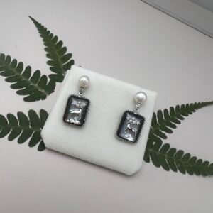 Mystic Deer Black Butterfly Shell Earrings | Sparkling Zircon Accents