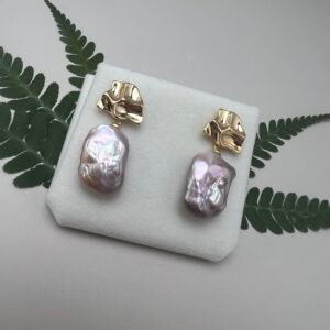 Aurora Baroque Pearl Drop Earrings | Gold-Plated Silver Finish
