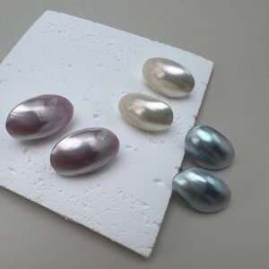 Mabe-Inspired Iridescent Shell Stud Earrings | Natural Shell Statement Design