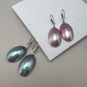 Mabe-Inspired Iridescent Shell Dangle Earrings | Unique Natural Shell Design